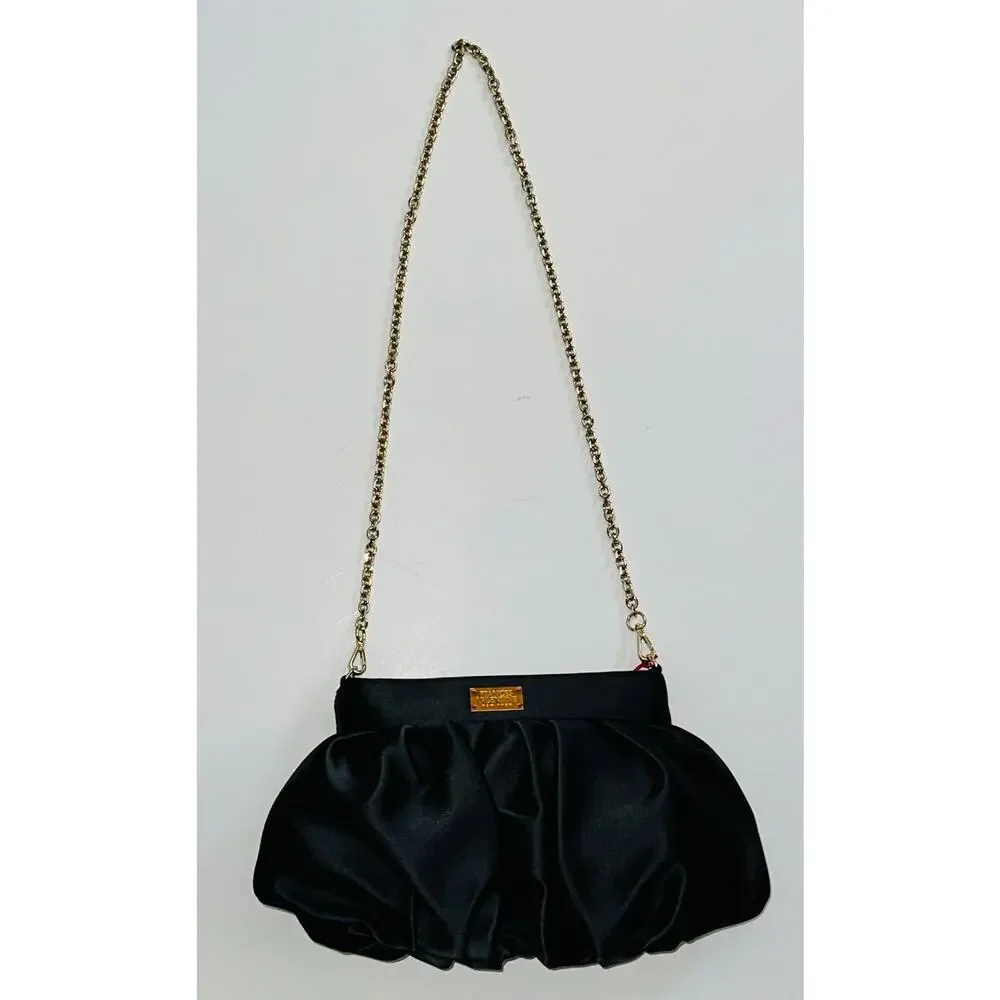 Frances Valentine Nora Clutch Satin ~ Black - Picture 8 of 9